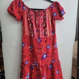 Red Floral bohemian summer dress encanto